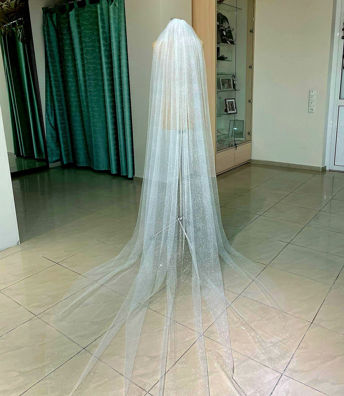 Glittery  cathedral wedding veil May