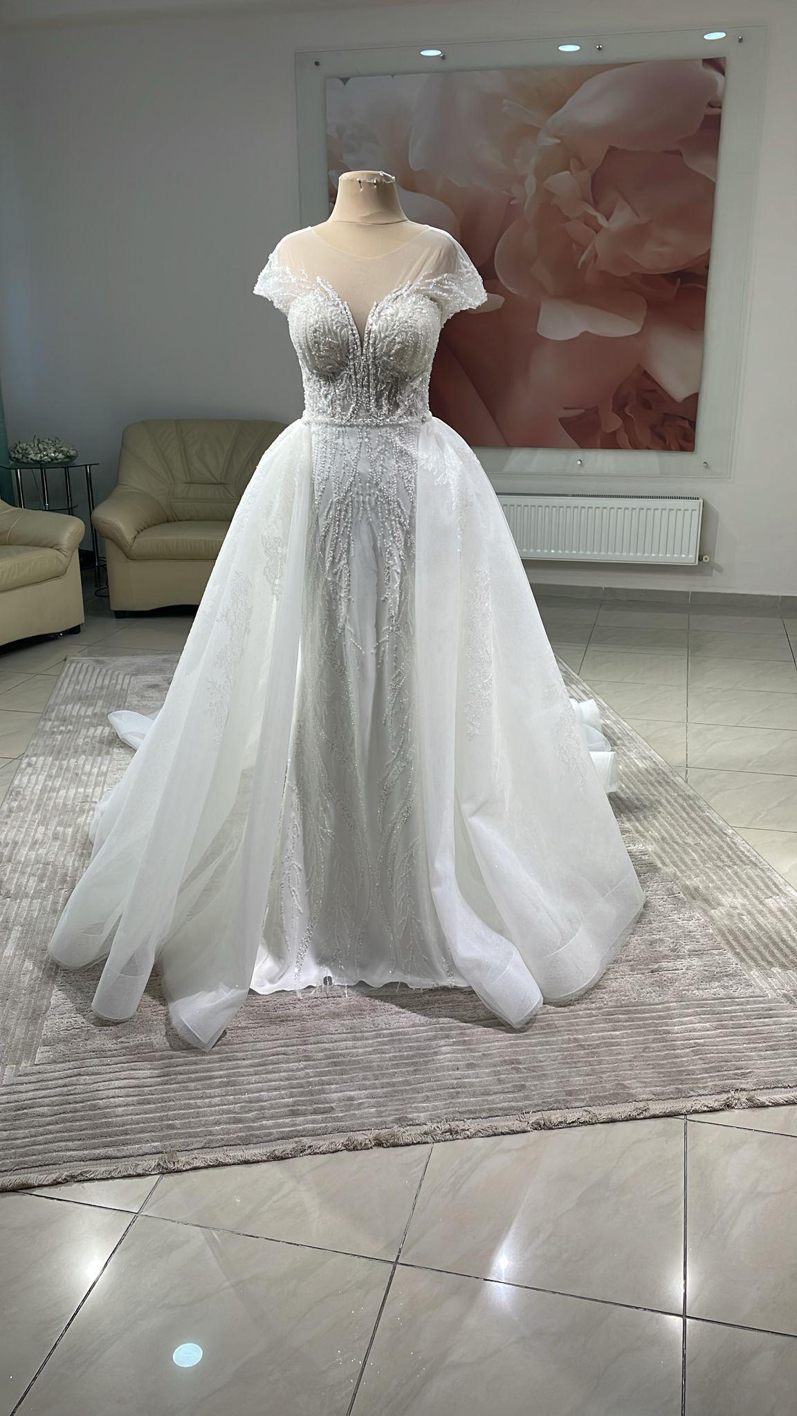 Handmade floral lace wedding overskirt Lily