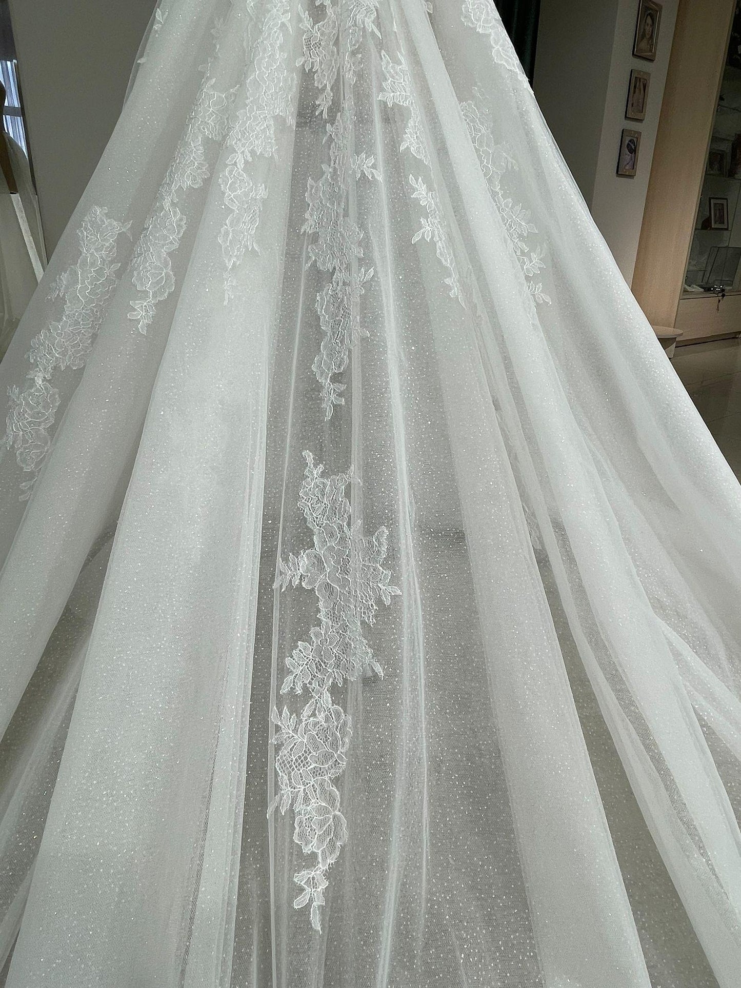 Handmade floral lace wedding overskirt Lily