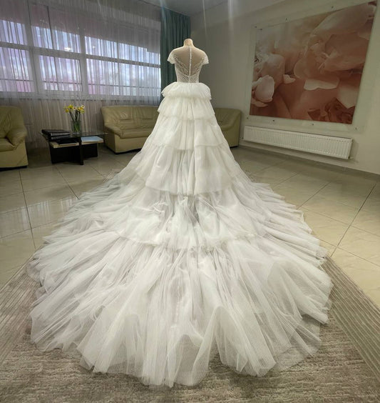 Detachable pleated wedding overskirt Gloria