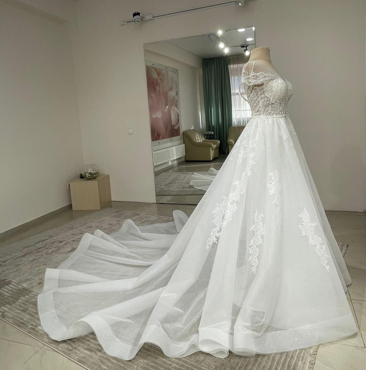 Handmade floral lace wedding overskirt Lily