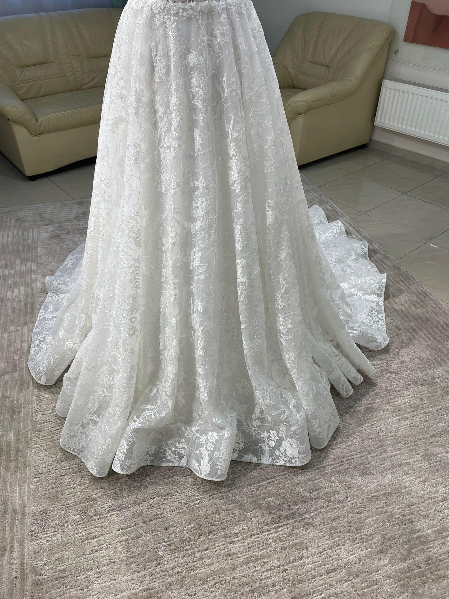 Floral sequin lace full skirt Berenice
