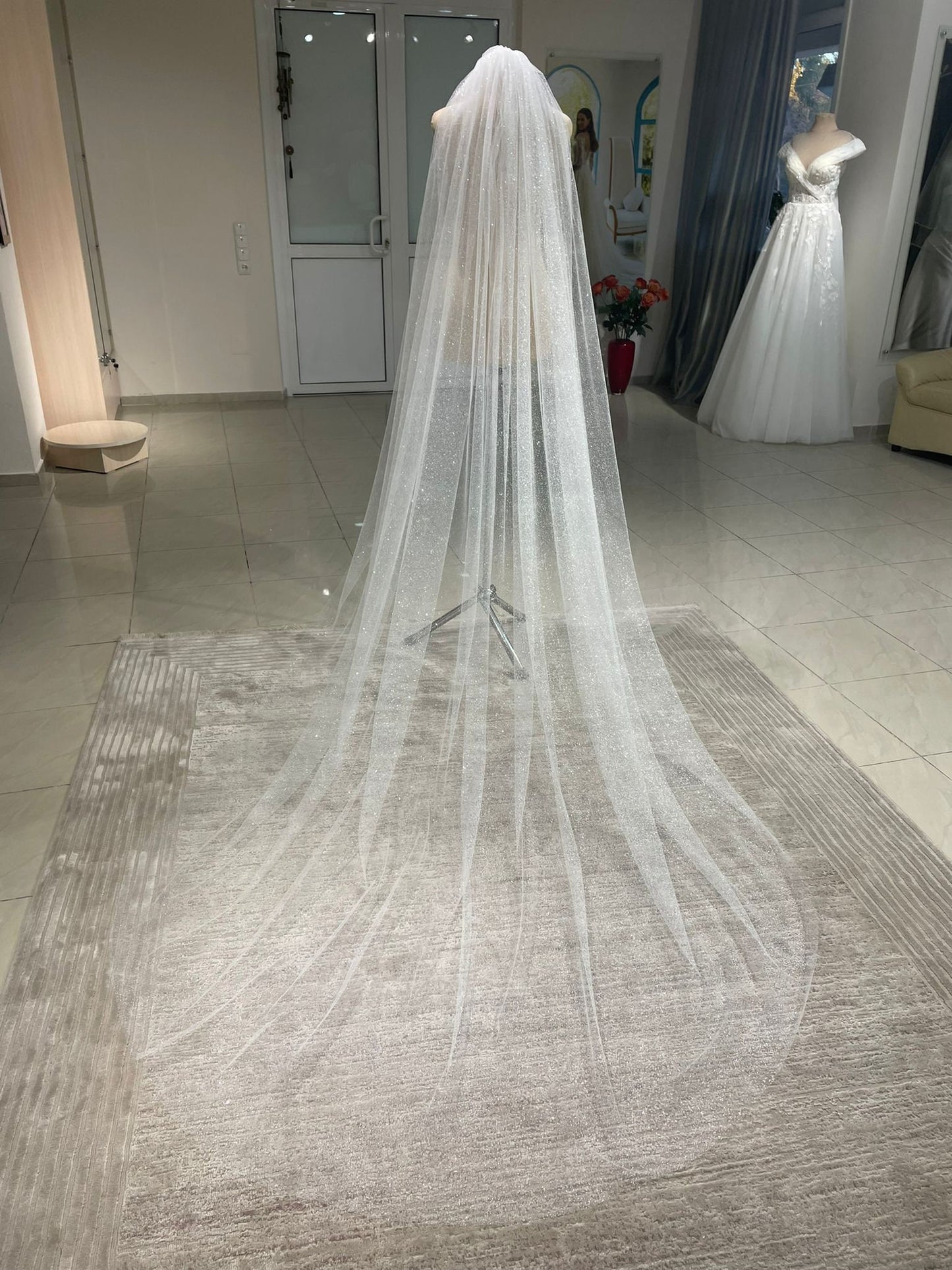 Glittery  cathedral wedding veil May