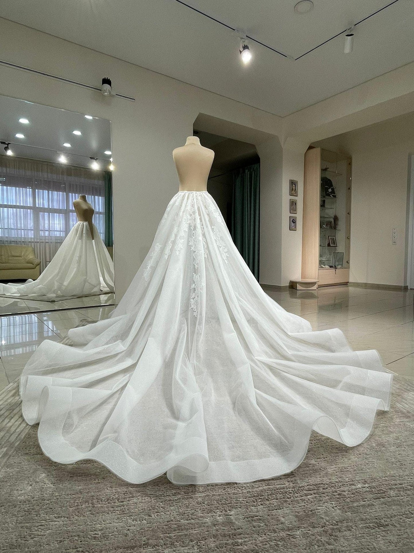 Handmade floral lace wedding overskirt Lily