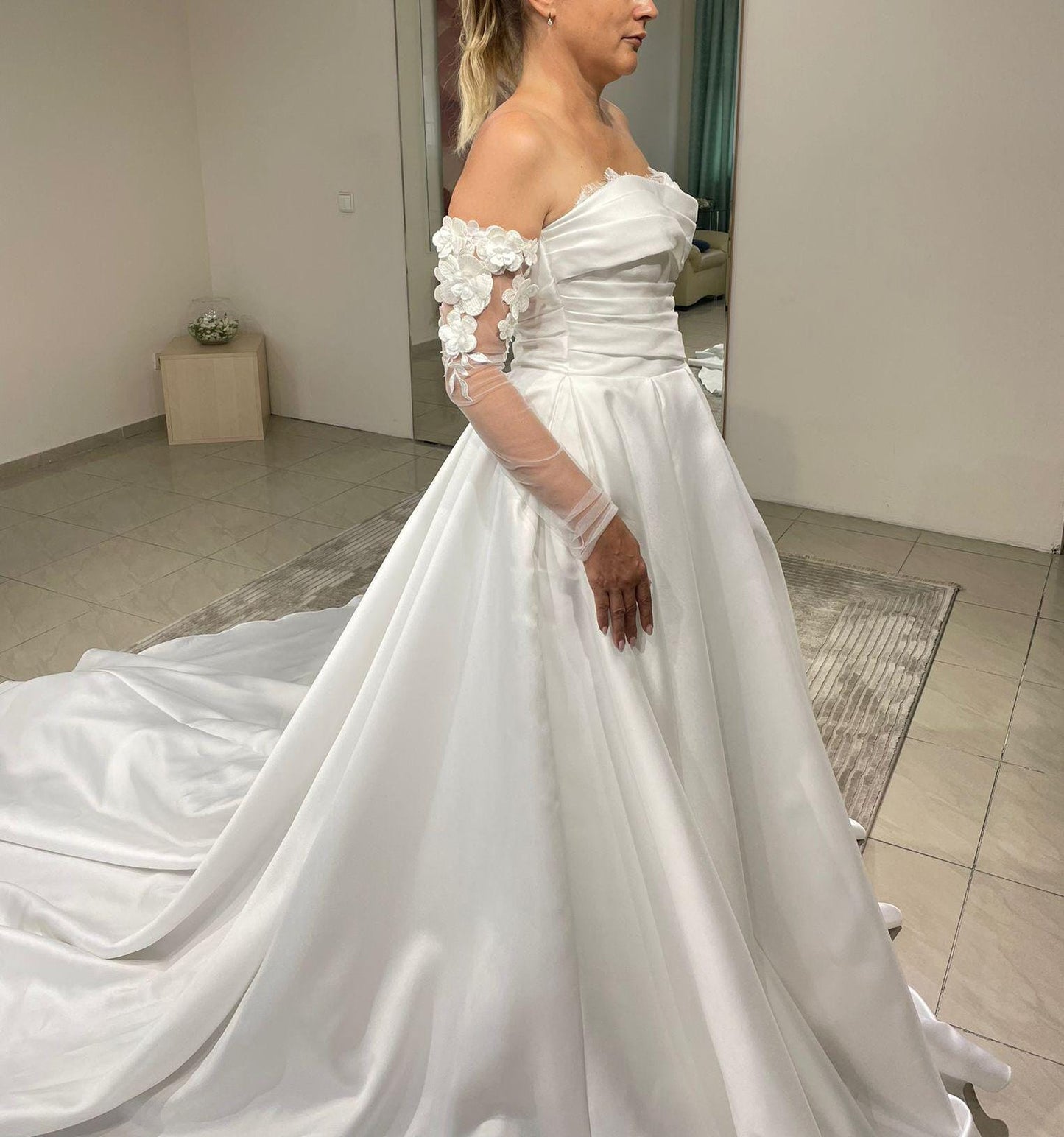 Removable Bridal Sleeves with 3D flowers Danielle