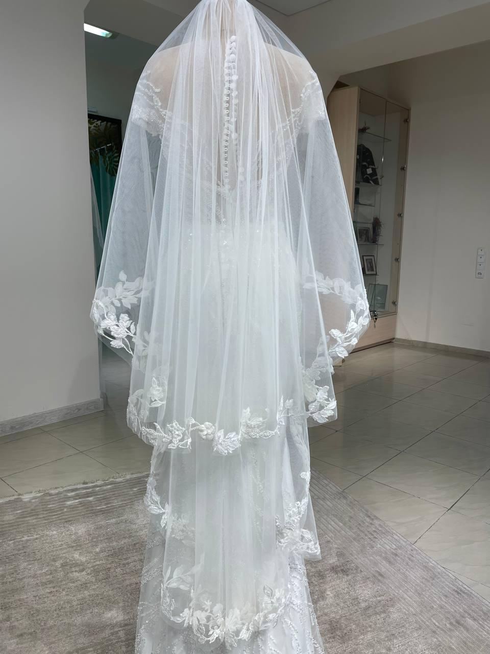 Lace fingertip veil, bridal lace veil, handmade veil,  2 tiers veil, fingertip veil, custom veil