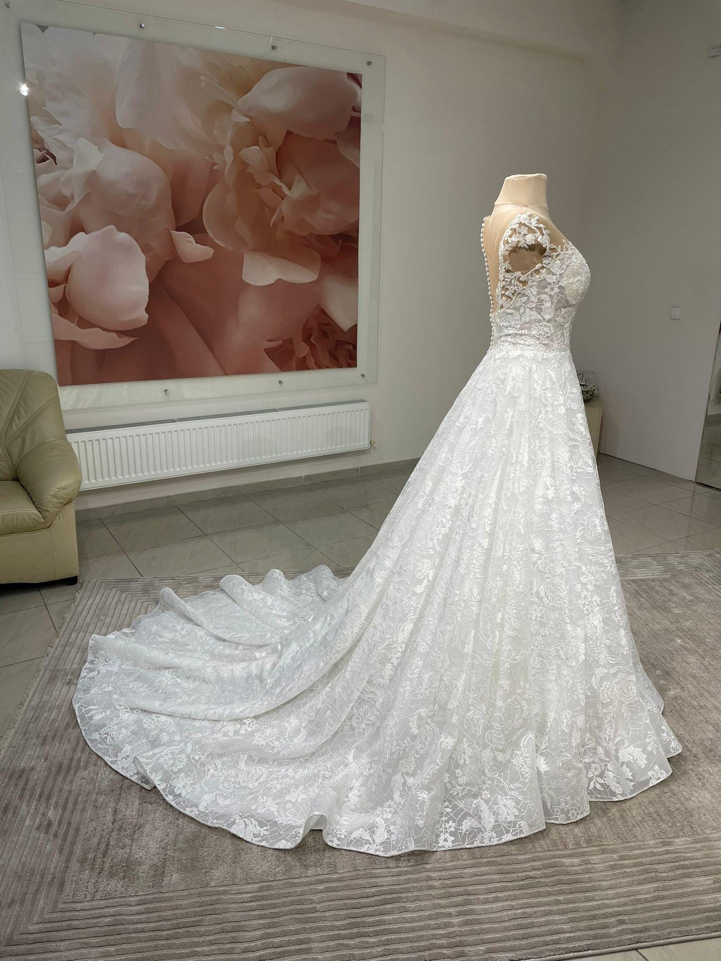 Floral sequin lace full skirt Berenice