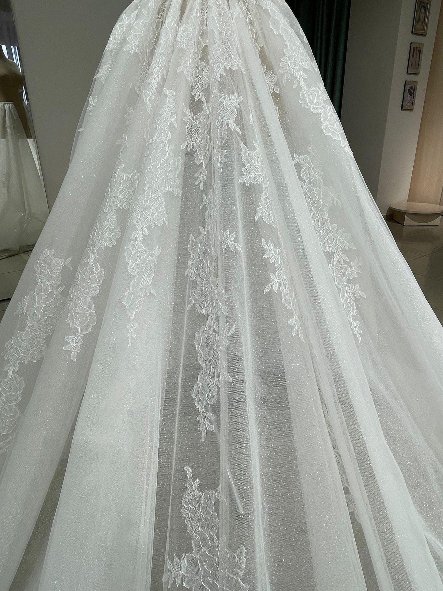 Handmade floral lace wedding overskirt Lily