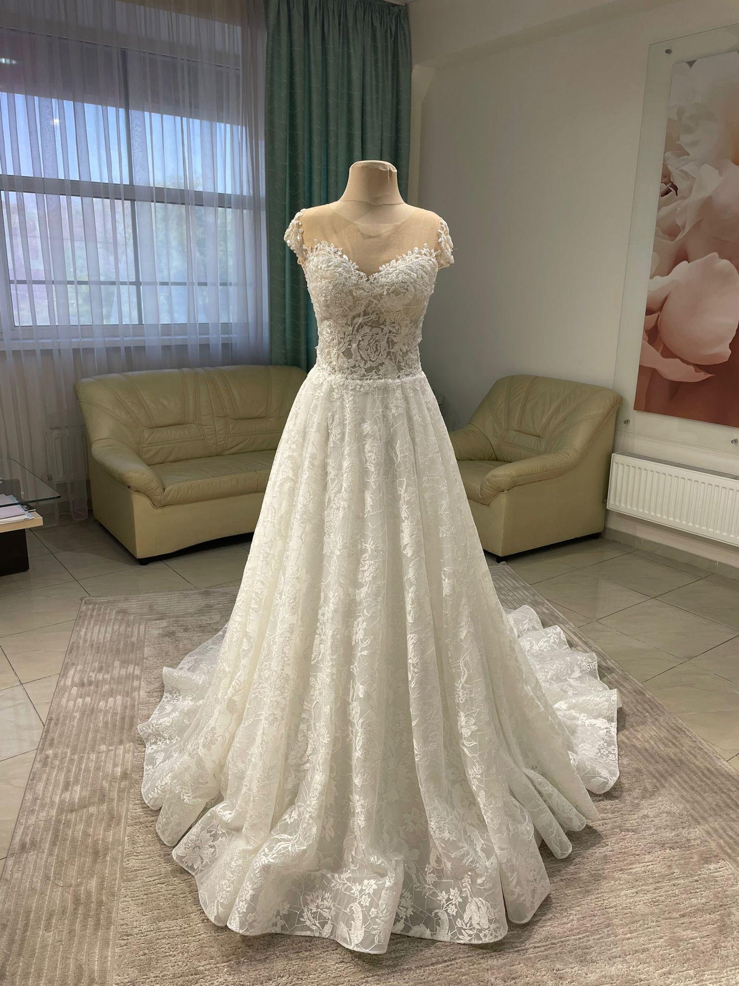 Floral sequin lace full skirt Berenice