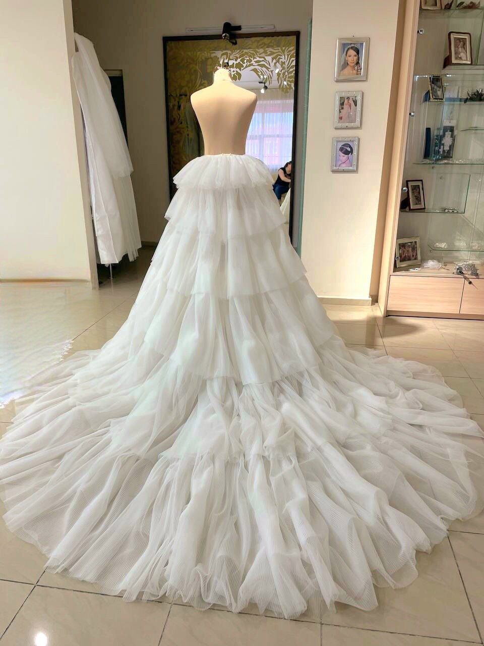 Detachable pleated wedding overskirt Gloria