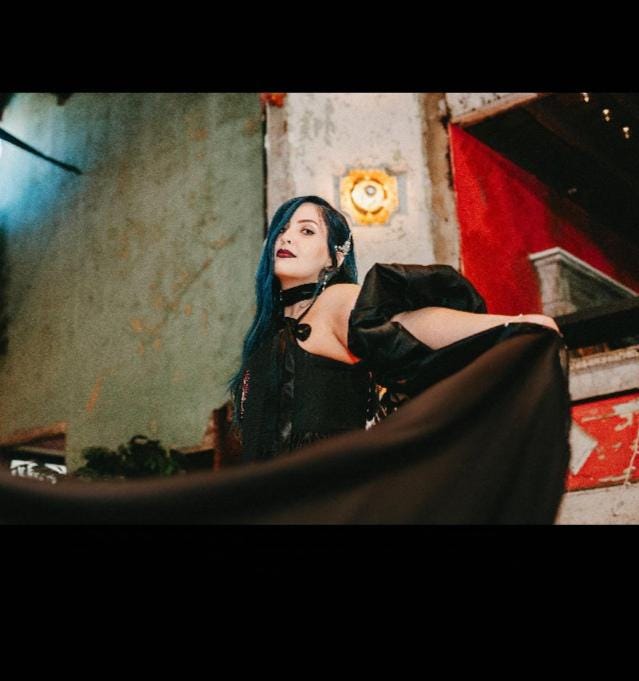 Black organza cape Deborah