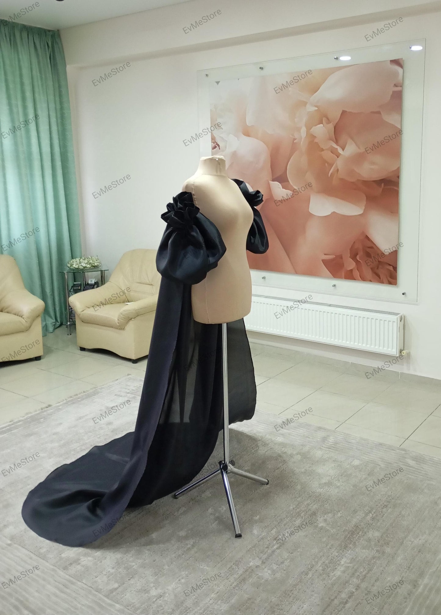Black organza cape Deborah